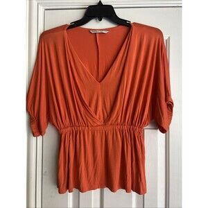 Trina Turk Orange Blouse, Size Large